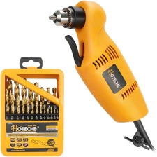 3/8-Inch Right Angle Drill & 21PCS Titanium Impact Twist Drill Bit Set