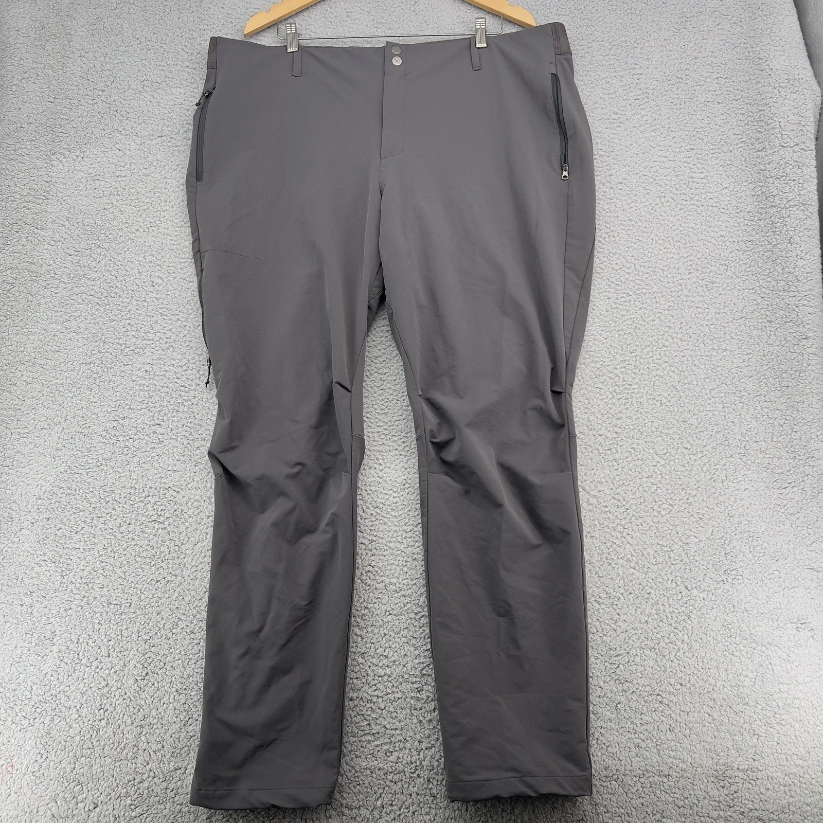 REI Co-op Active Pursuit Pants Mens 2XL Gray Softshell Stretch Hiking Travel