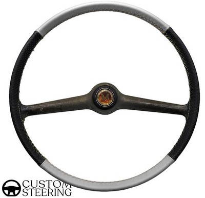 Black & White Perforated Leather Steering Wheel Cover For Austin Mini Morris 68-79