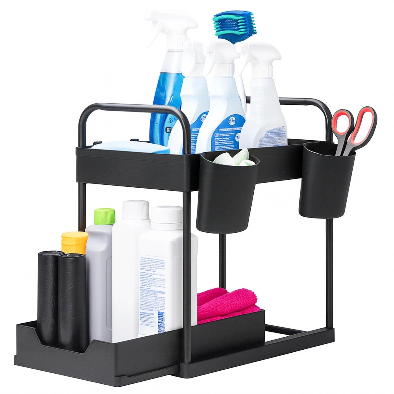 Innoteck 2 Tier Under Sink Organiser Slide Out Storage Rack Kitchen Bathroom
