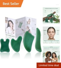 Luxury Gua Sha Scraping Massage Tool Set - 4 Jade Pieces for Spa Therapy