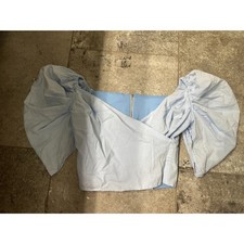 Size S Corset Style Romantic Pastel Fairy Core Zip Up Baby Blue Wrap Top