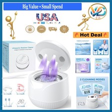 Ultrasonic Retainer Cleaner 45kHz with UV Light 200ML Digital Timer White