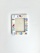 NEW VTG 1988 I Love My Grandma Colorful Ceramic Picture Frame Holds 4x6 Photo