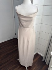 BHLDN Dress Womens 8 Beige Satin Cowl Neck Maxi Slip Bridal Wedding Formal
