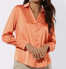 428124 Creation L by heine Damen Satin Bluse Satinbluse orange NEU Gr. 36 - 48