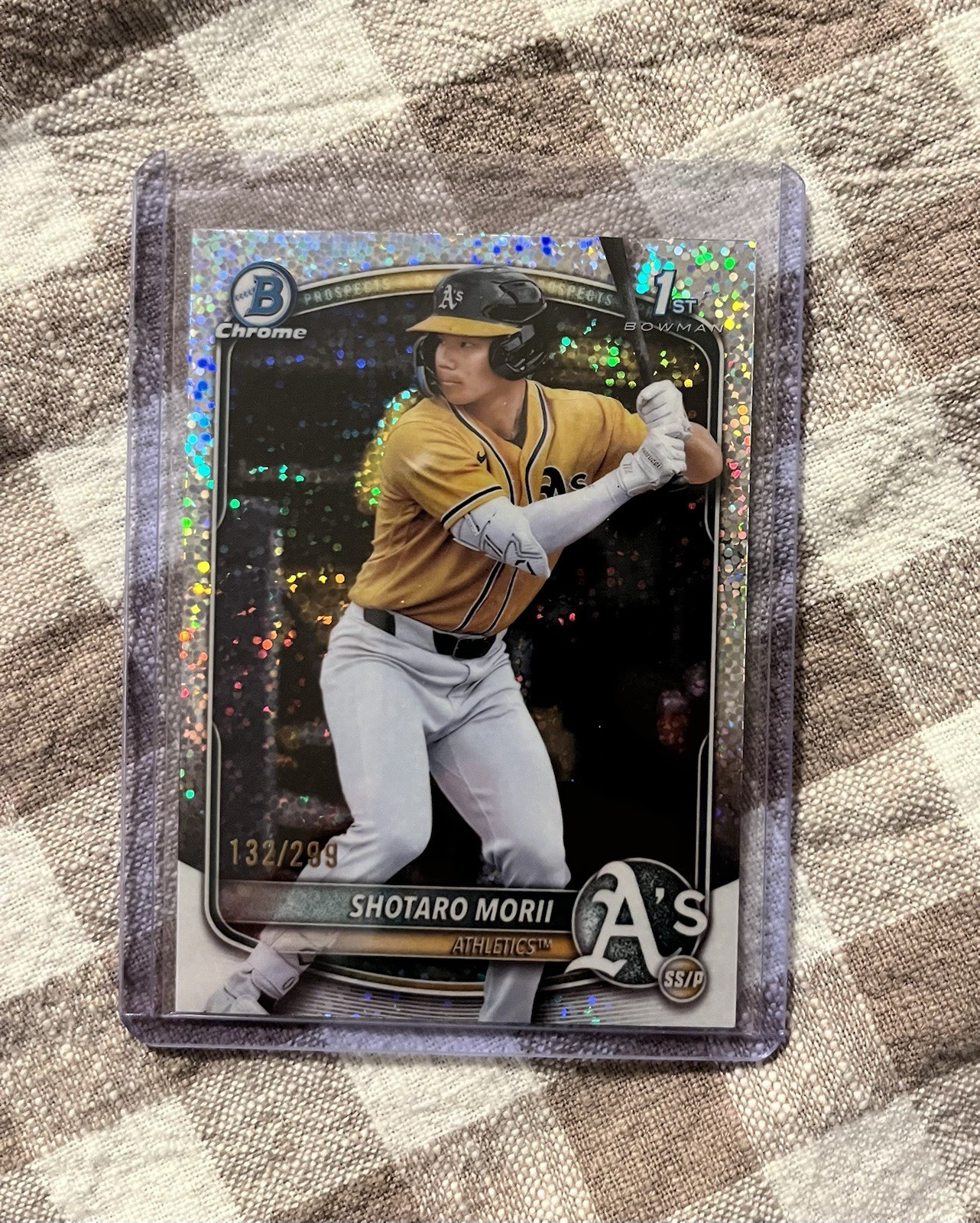 Shotaro Morii 2025 Bowman Chrome 1st Bowman Speckle /299 Athletics