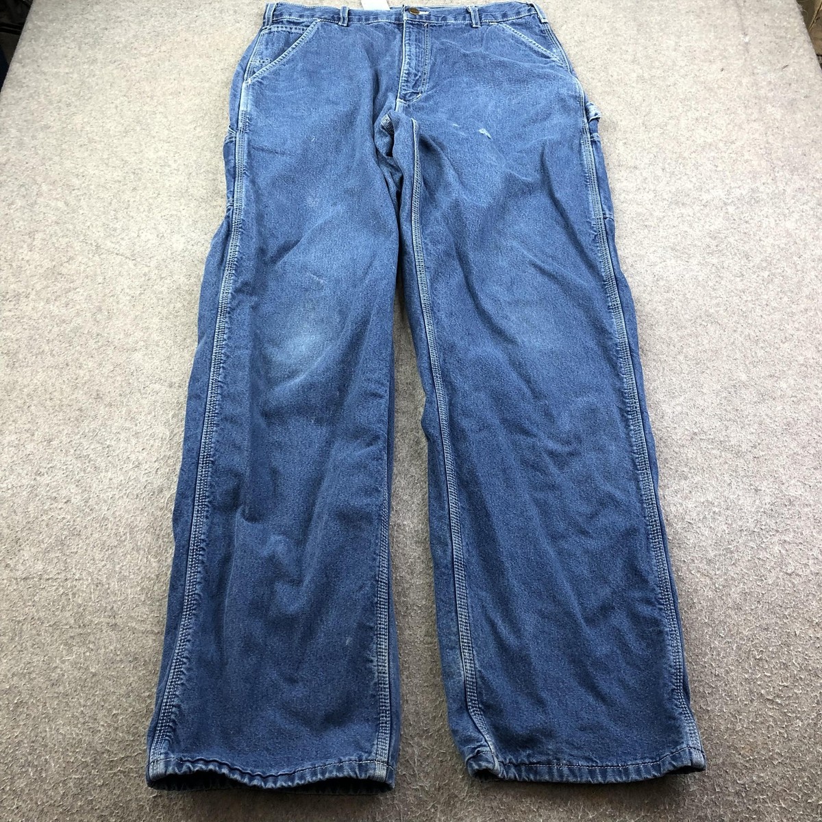 Carhartt Jeans Mens 34x34 Blue Medium Wash Relaxed Lined Carpenter