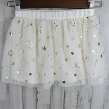Cream Gold Foil Star Tulle Skirt Girls 3T Holiday Party Tutu Ballet Christmas