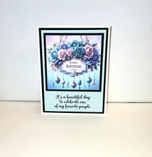 Card Kit Birthday  Vibrant colors roses, sign with baubles   Set of 4 DIY