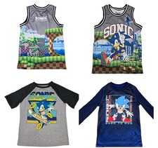 Lot of Of 3 Boys Size 7 Sonic the Hedgehog Shirts Top Blue