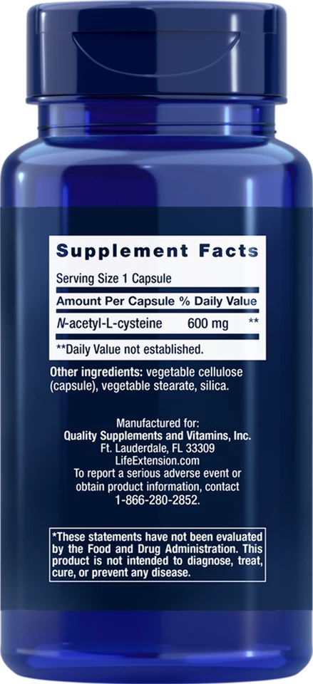 N-acetil-L-cisteína 600 mg 4 frascos 240 cápsulas total caixa O' NAC extensão de vida útil - Imagem 2 de 4