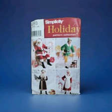 Simplicity 4393 Holiday Costume Pattern Santa  Mrs Claus, Elf UNCUT L-XL