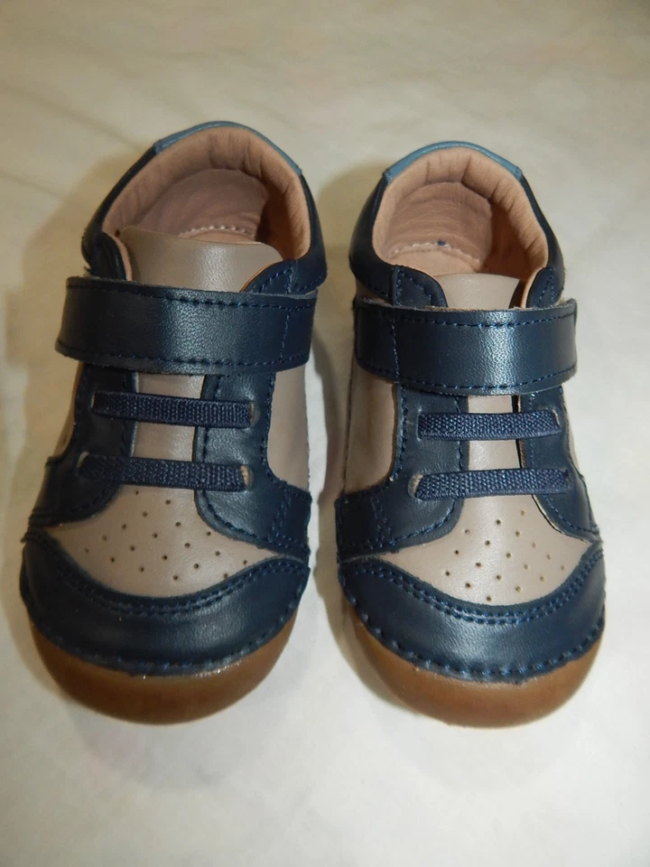 EUC Old Soles Toddler Boys 6 Leather Fall Winter Sneaker Tan and Blue HANDSOME - Image 4 of 4