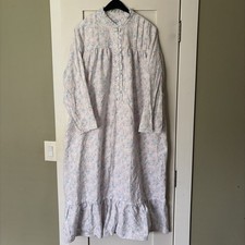 Vintage Lanz of Salzburg Cotton Flannel Long Nightgown Women's L Pink Floral