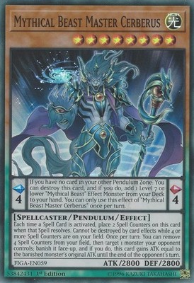 Yugioh! Mythical Beast Master Cerberus - FIGA-EN059 - Super Rare - 1st Edition N