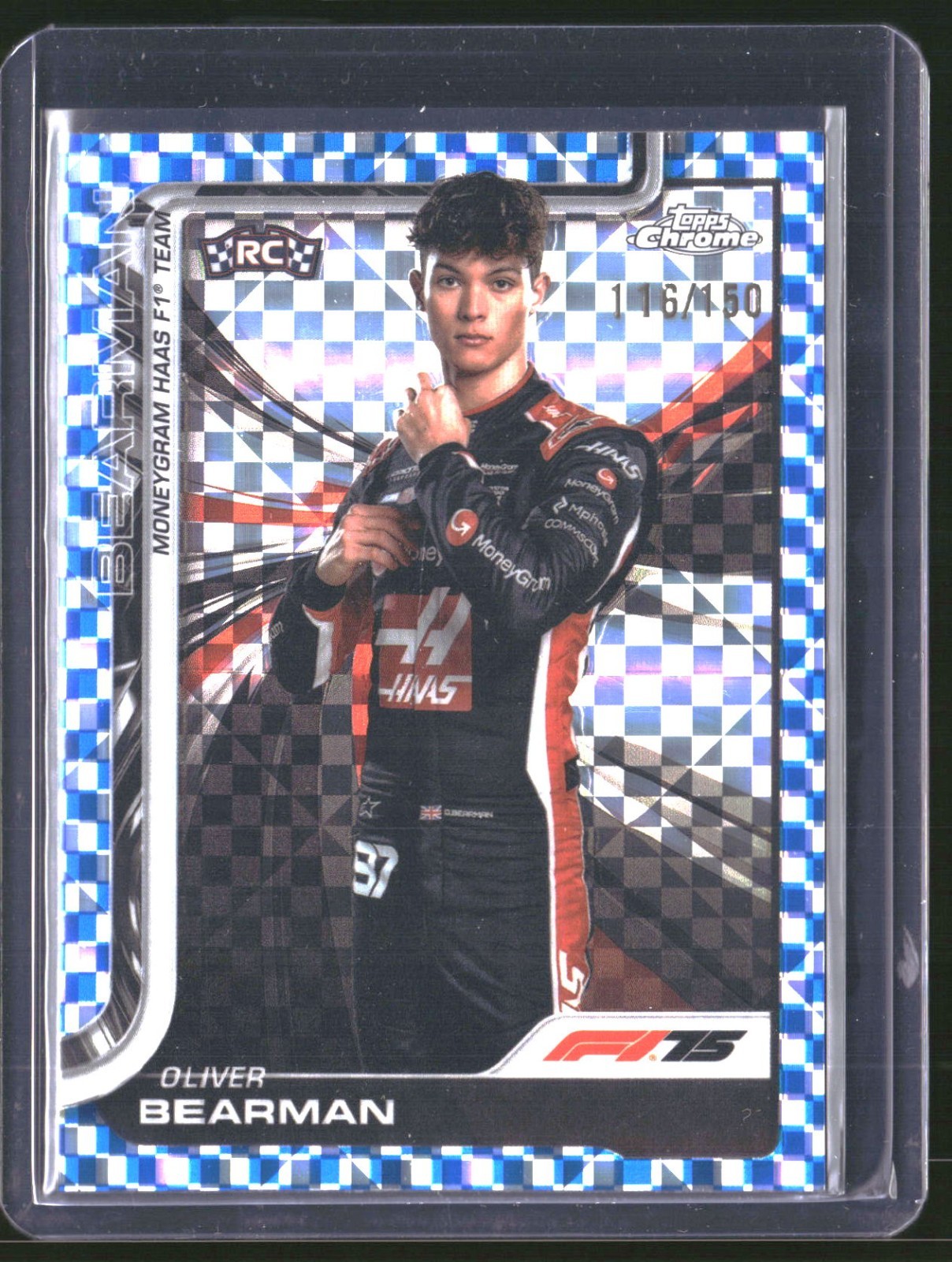 2025 Topps Chrome F1 Oliver Bearman RC Rookie Portrait Blue Checker 116/150 #14