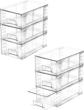 6 Pack Stackable Storage Drawers,Plastic Organizers Bins Drawers Storage W/