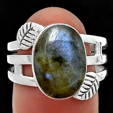 Blue Labradorite - Madagascar 925 Sterling Silver Ring s.9 Jewelry R-1400
