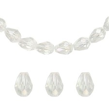 100pcs Teardrop Crystal Glass Beads 6x8mm Teardrop Spacer Beads Shiny White