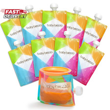 Baby Brezza Reusable Baby Food Storage Pouches, 10 Pack 7Oz - Make Organic Food