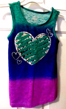 NWT GIRLS BLUE GREEN PURPLE SILVER GLITTER SEQUIN JUSTICE TOP SIZE 10