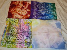 Lot Of 4 Tie Dye Colorful  Paisley Bandanas