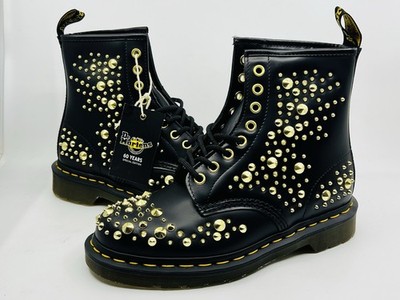 Dr. Martens LIMITED EDITION 1460 Midas Gold Stud Boots Black, Women's US 7 EU 38