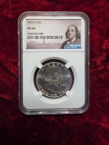 1963-D FRANKLIN SILVER HALF DOLLAR MS64 NGC