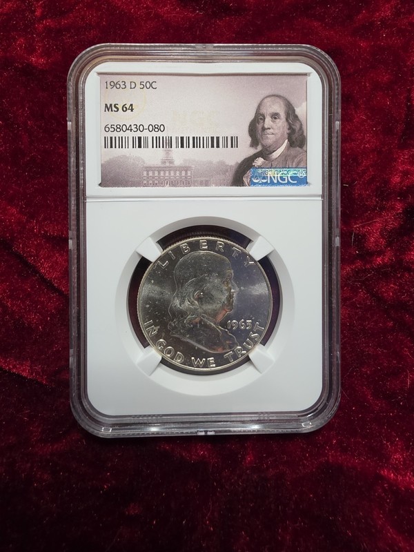 1963-D FRANKLIN SILVER HALF DOLLAR MS64 NGC