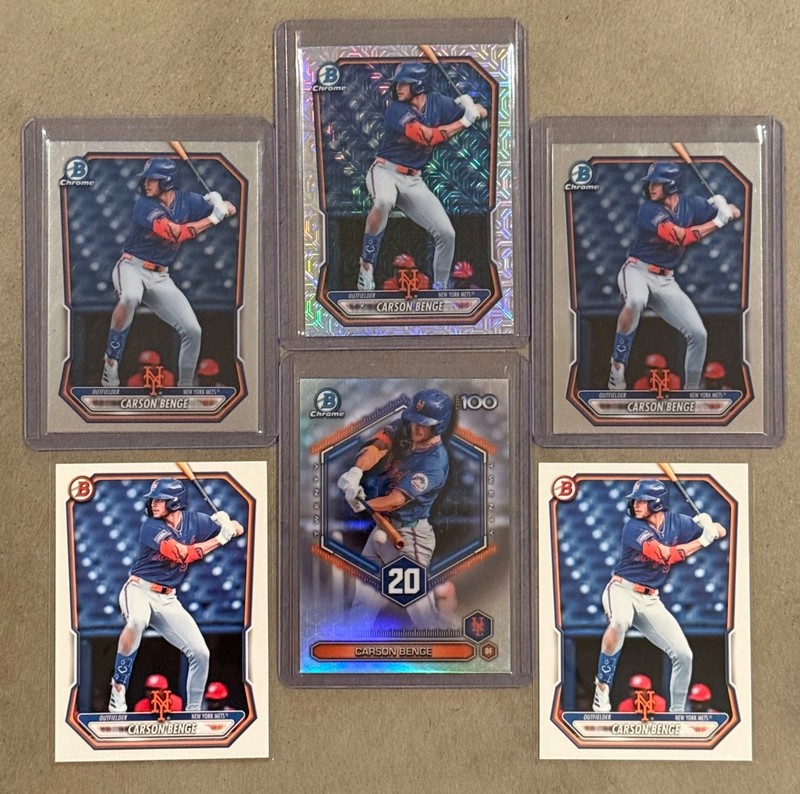 MLB BASEBALL 2026 BOWMAN CHROME CARSON BENGE ROOKIE CARD LOT NEW YORK METS