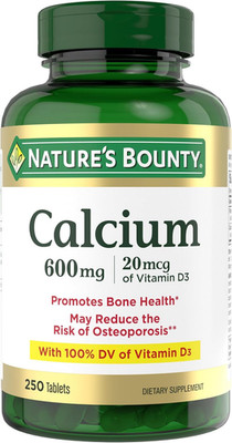 Nature s Bounty Calcium 600mg + Vitamin D3 800IU, Bone Health, 250 Tablets