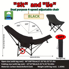 1 PCS 4 Position Adjustable Camping Chair with Footrest Portable Folding Chair f