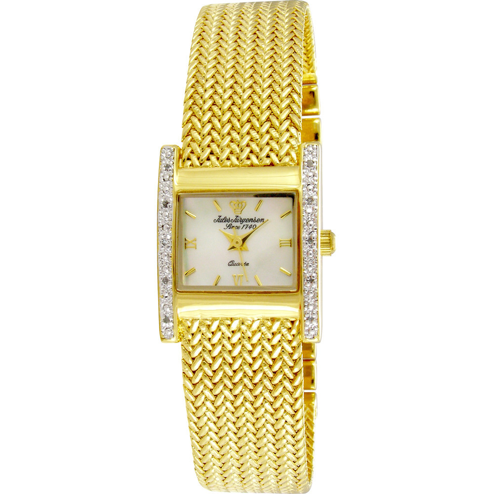 Jules Jurgensen Women Gold Tone Diamond Accent MOP Dial Quartz Watch New Battery Diamond Jules Jurgensen Woman main image 3