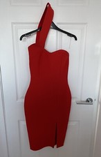 Pink Boutique Bright Red Bodycon One Shoulder Strap Dress Size Small Fits 8