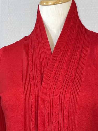 89th & Madison Womens PM Cardigan Sweater Red Long Sleeve Open Front Neckline - Picture 4 of 12