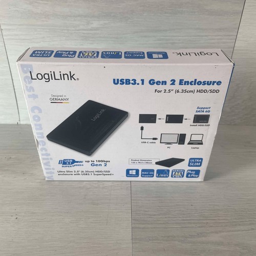 Boîtier de disque dur ultra fin LogiLink UA0292 2,5" SATA USB 3.1 Gen2 - Noir
