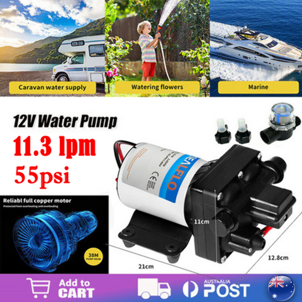 NNEDSZ 12V Caravan Water Pump High Pressure Self-priming rv Camping Boat 55PSI 1