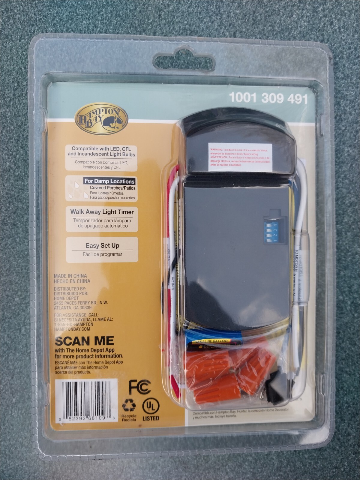 Hampton Bay 3Speed Universal Ceiling Fan Wireless Wall Control (Damp