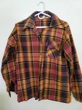 Vtg Fashion Wagon Minnesota Mill Wool Yellow And Red Plaid Long Sleeve Shirt...