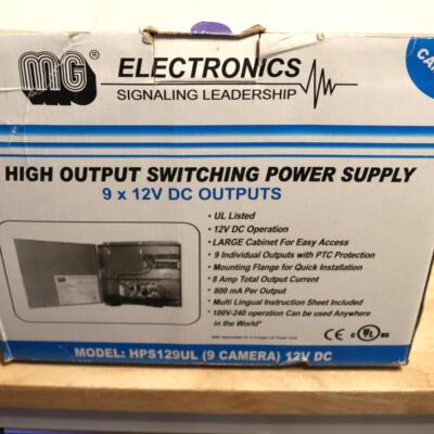 MG Electronics Model# Hps129UL 9 Camera High Output Switching Power Supply
