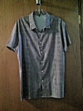 Mens Short Sleeve Dress Button Down Causal Shirt Fancy SIDE PRINT SIZE-L