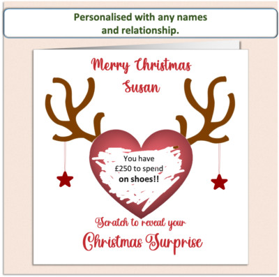 Personalisierte Weihnachtsrubbelkarte Rubbelkarte Überraschungsgeheimnis Geschenk SCR4