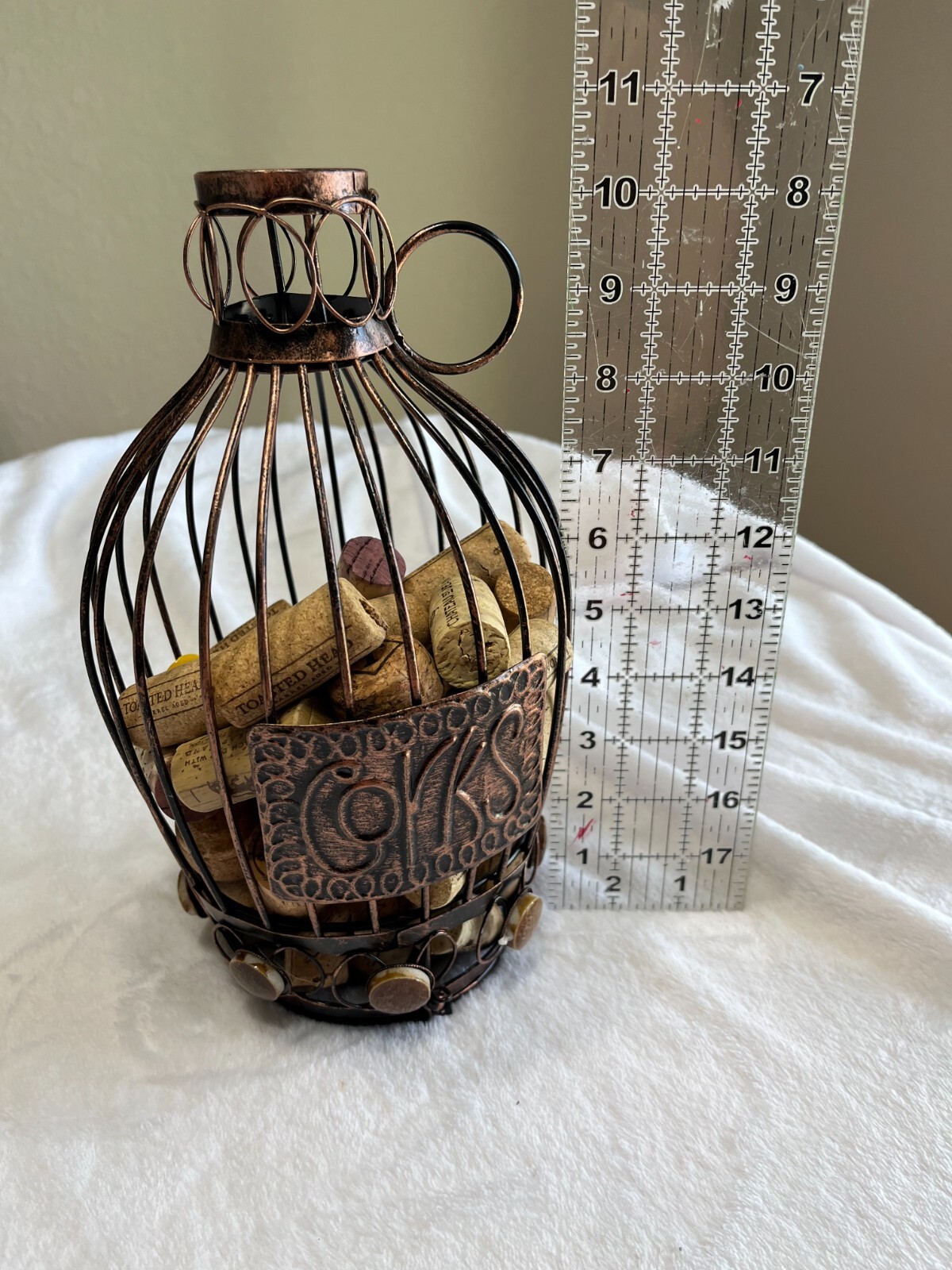 10" tall CORKS Wine Jug Decorative Wire Cage Decor eBay