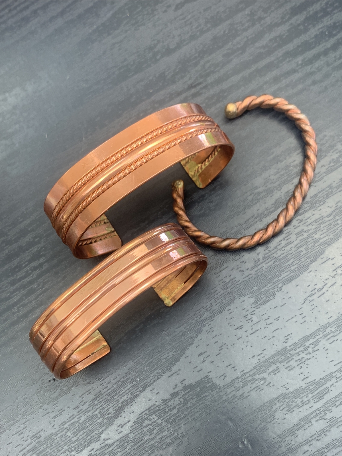 Vintage quality solid copper open back cuff brace… - image 2