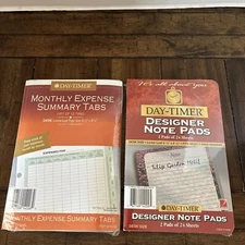 Day-Timer Monthly Expense Summary Tabs & Note Pads 5.5” X 8.5” New Vintage