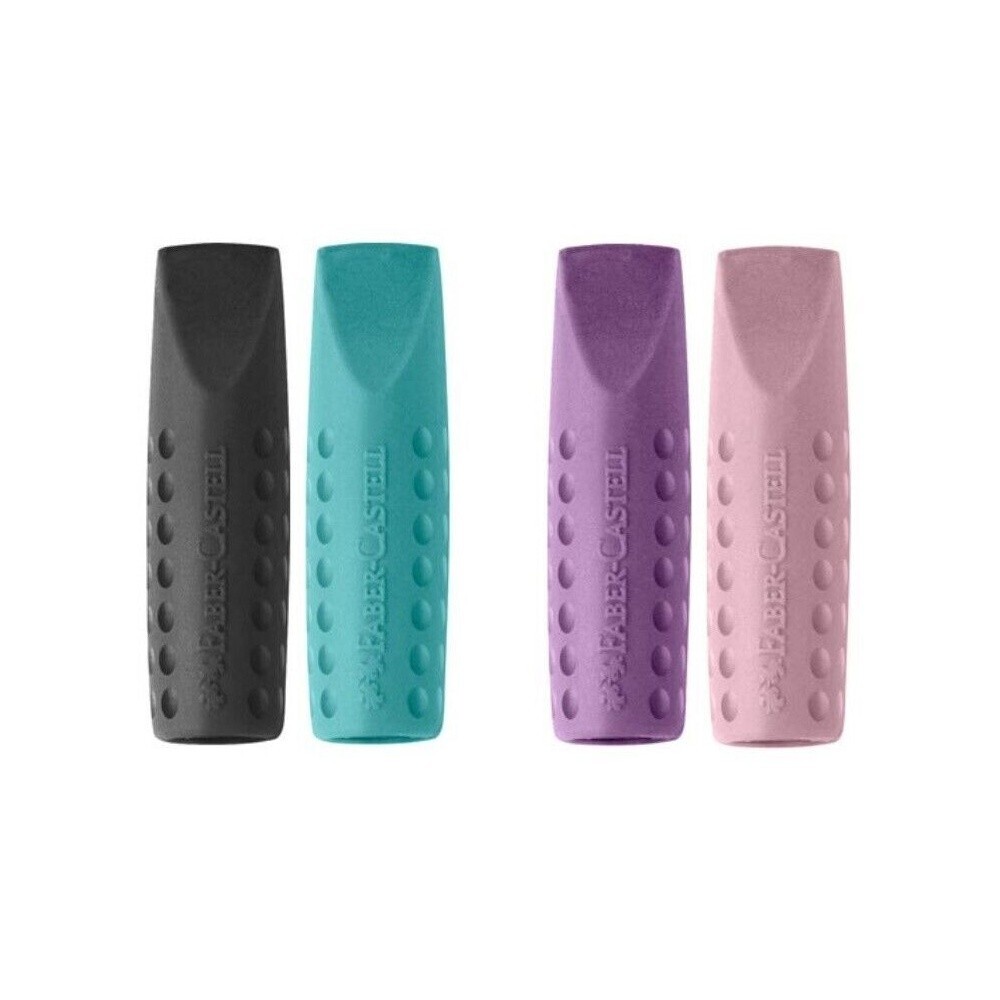 4 x Faber-Castell Grip 2001 Eraser Rubber Pencil Cap-Pink-Purple