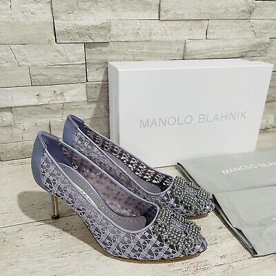 NEW Manolo Blahnik Size 38 Lace Hangisi 70MM Pumps Heels NEW Manolo Blahnik Size 38 Lace Hangisi 70MM Pumps Heels