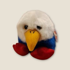 Swibco Puffkins Patriot Bald Eagle Plush Stuffed Animal Red Blue Vintage 1998 5"