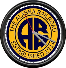 The Alaska Railroad Est 1914 Train Railway  Engineer Conductor Sign Wall Clock